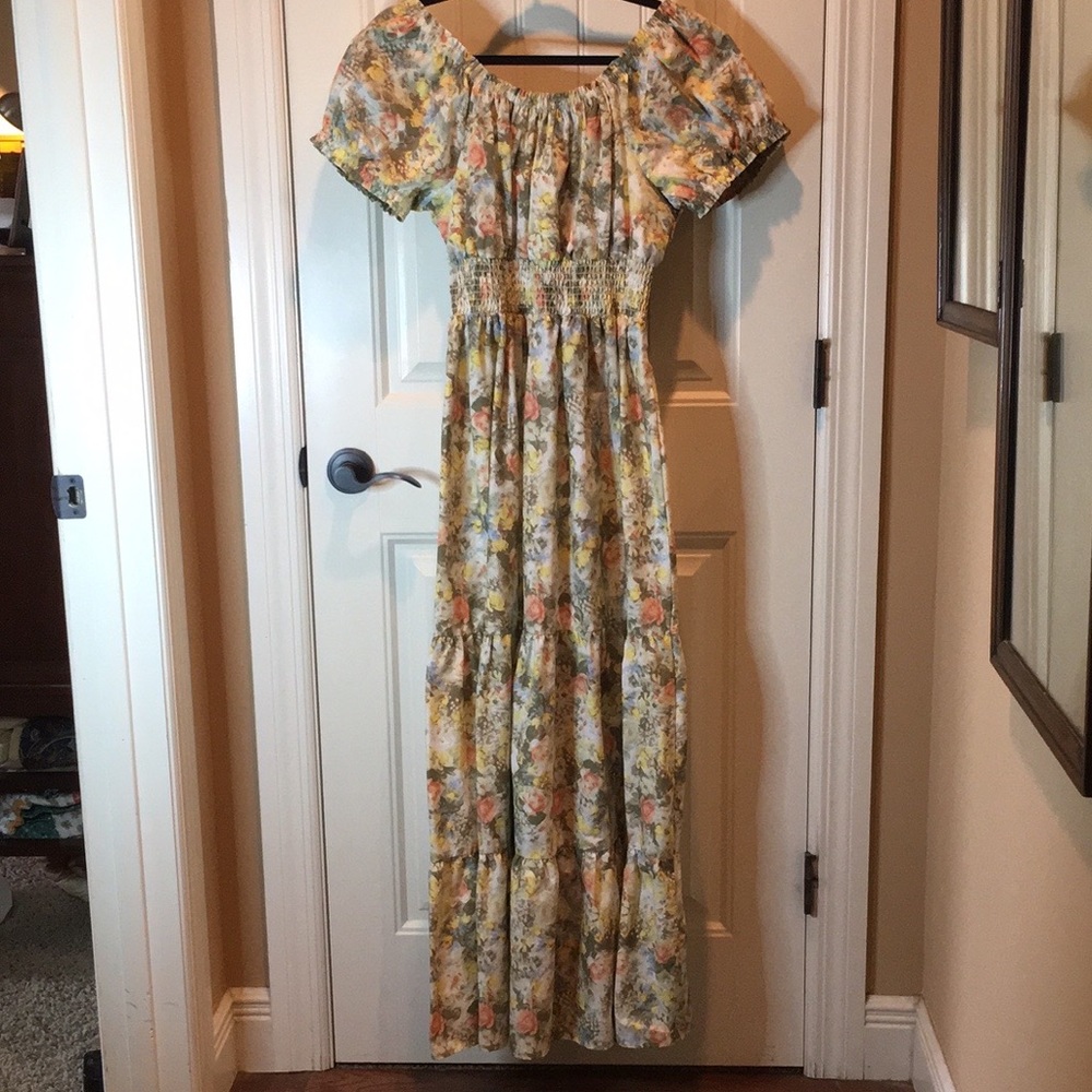 DANIELLE BERNSTEIN 1X Long FULL Floral SUMMER DRESS EMPIRE⚜️WAIST NWOT - Picture 12 of 16